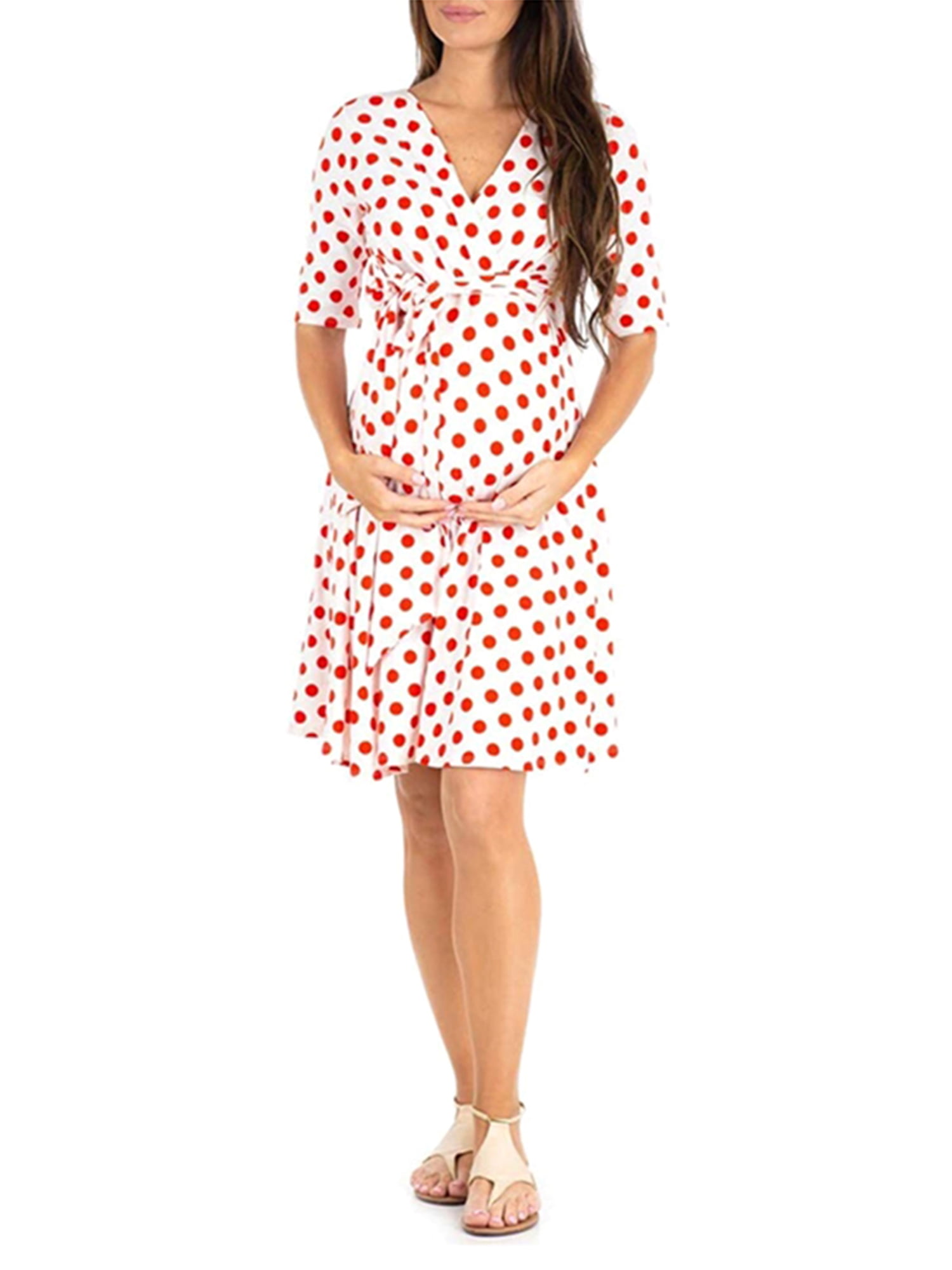 IMISSILLEB Casual V Neck Dot/Floral Print Half Sleeve Dress for ...