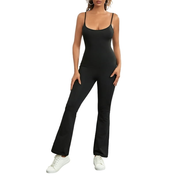 IMISSILLEB Women's Summer Long Fitted Jumpsuit Black Sleeveless ...
