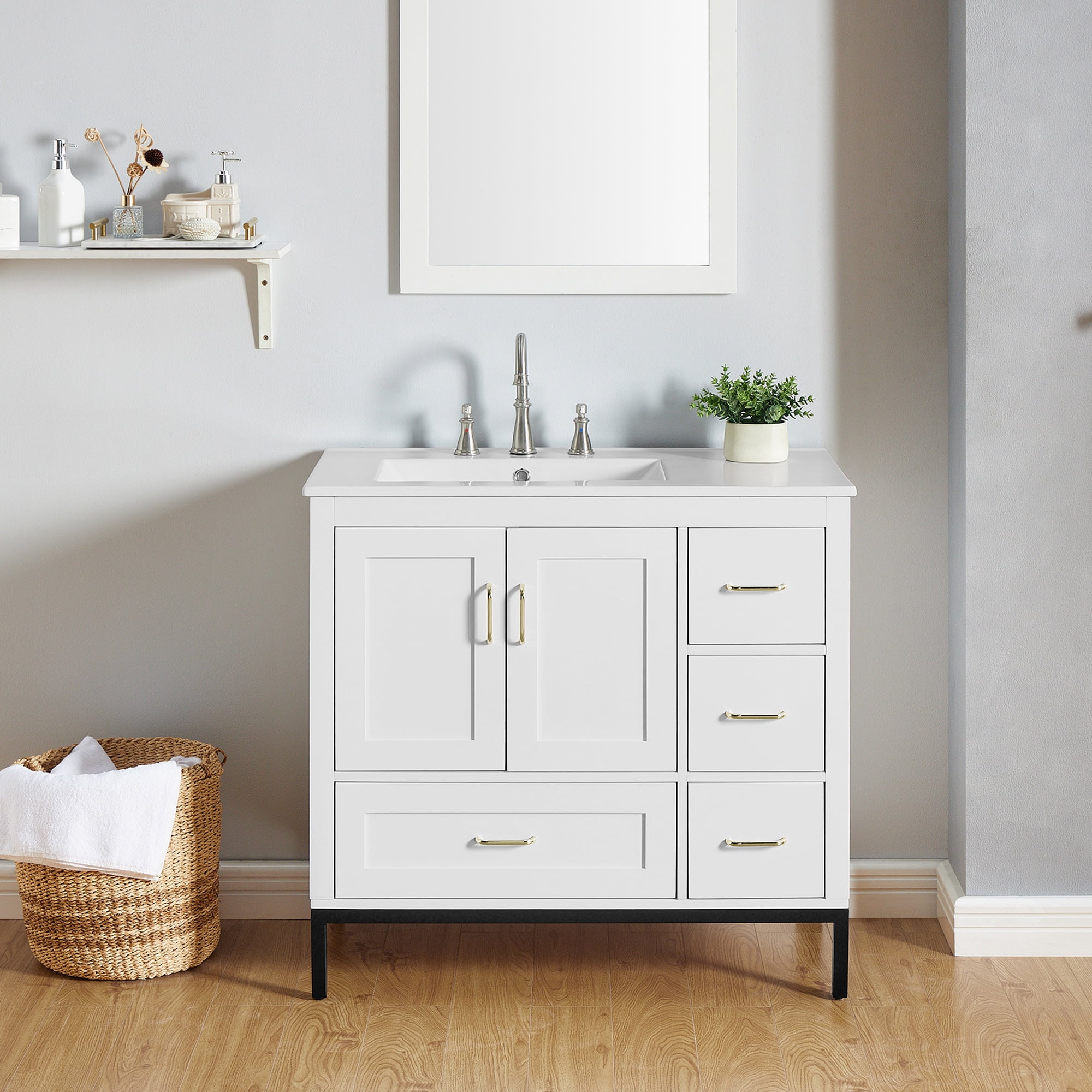 IMKHK 36" Bathroom Cabinet Vanity with Sink Combo, Modern Bathroom ...