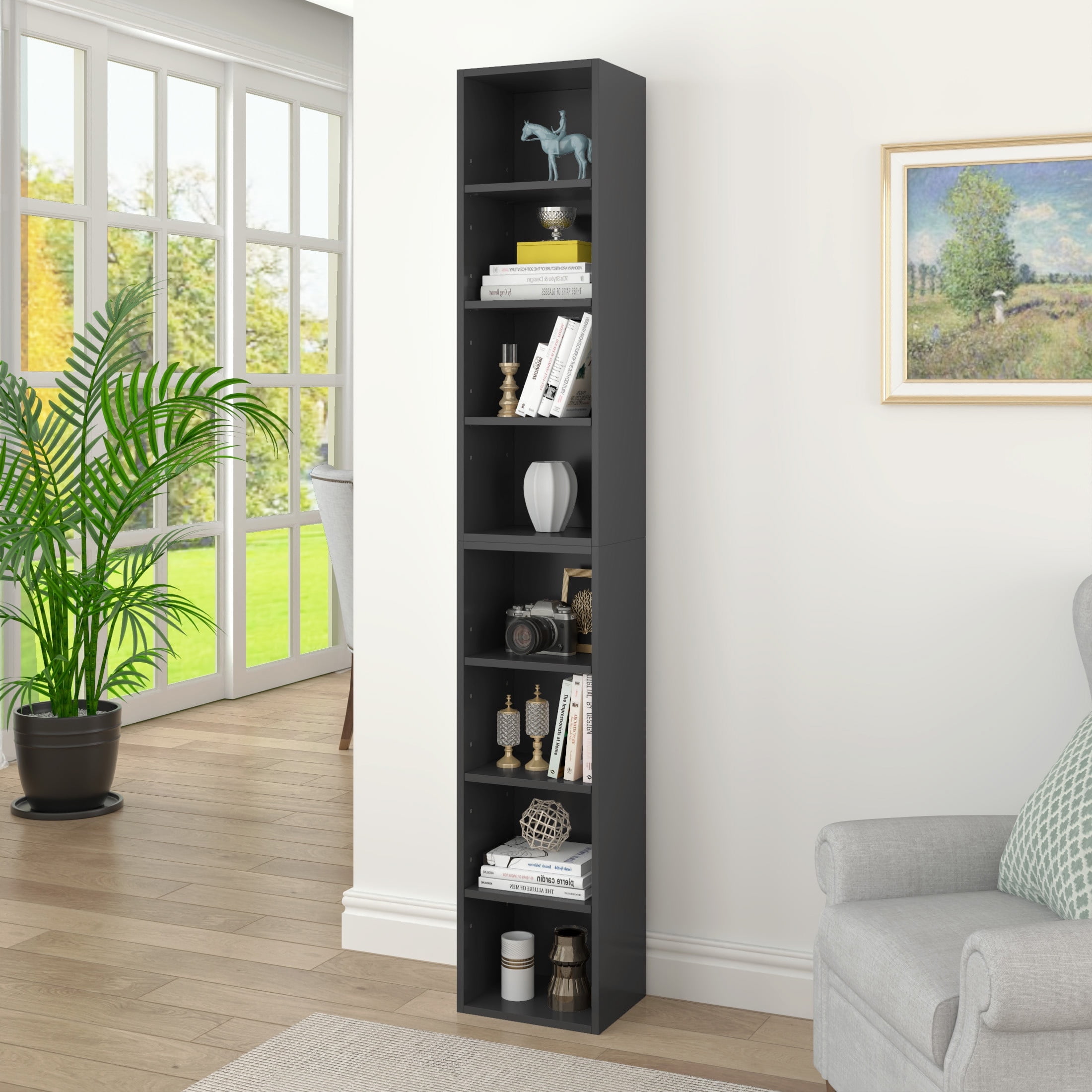 UHOMEPRO 8-Tier Media Tower, CD DVD Media Storage Unit with Adjustable ...