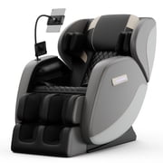 Sesslife Full Body Massage Chair, Zero Gravity Shiatsu Massage Recliner with Heat, Bluetooth, Retractable Footstool, Foot Roller, Portable Stand and Atmosphere Lights for Living Room Office, Gray