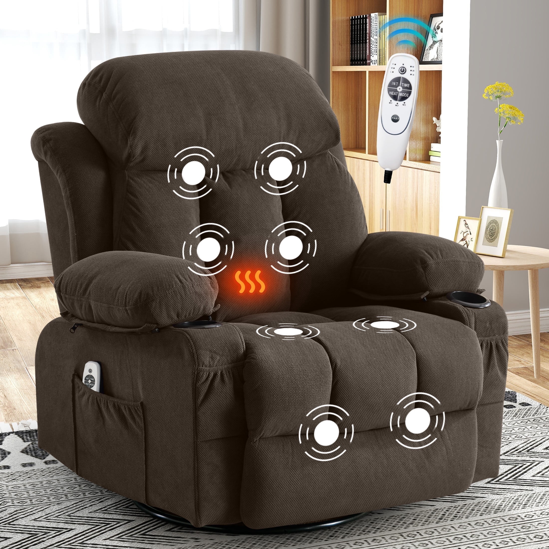 Heated Rocking Chair Sesslife Power Recliner Chair with Heat and Massage for Adults ...