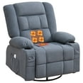 thumbnail image 1 of Sesslife Swivel Rocker Recliner Chair, Ergonomic Lounge Chair with 3D Kneading Massage and Heating, Single Sofa Chair with Side Pockets and USB Port, Heavy Duty Reclining Chair for Living Room, Blue, 1 of 8