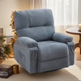 thumbnail image 1 of IMKHK Swivel Rocker Recliner Chair, Modern Recliner Chair with Heat and Vibration Massage, Manual Fabric Lounge Chair with Side Pockets, 2 Cup Holders, USB Charge Port for Living Room, Gray, 1 of 8