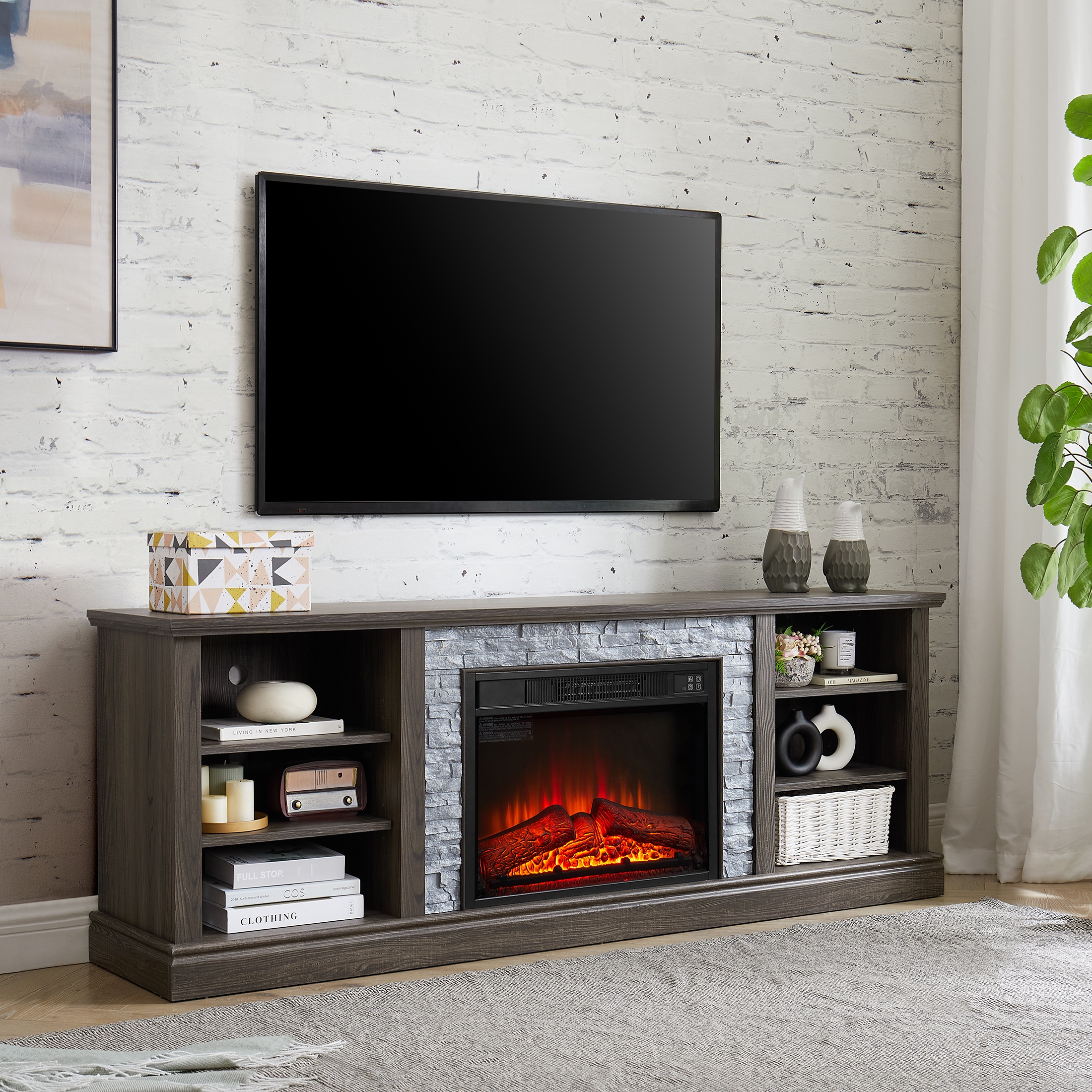 IMKHK TV Stand with Electric Fireplace