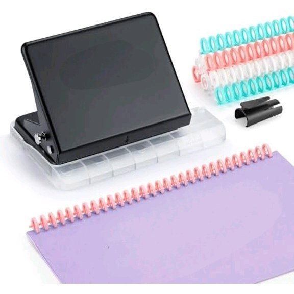 IMLIKE 10-Hole Binding Machine for Planners - Metal Manual Binding System with 10 Multi-Color 30-Hole Loose Leaf Binding Spines - Punches 26 Holes on B5, 30 Holes on A4, 20 Holes on A5 Paper - Black
