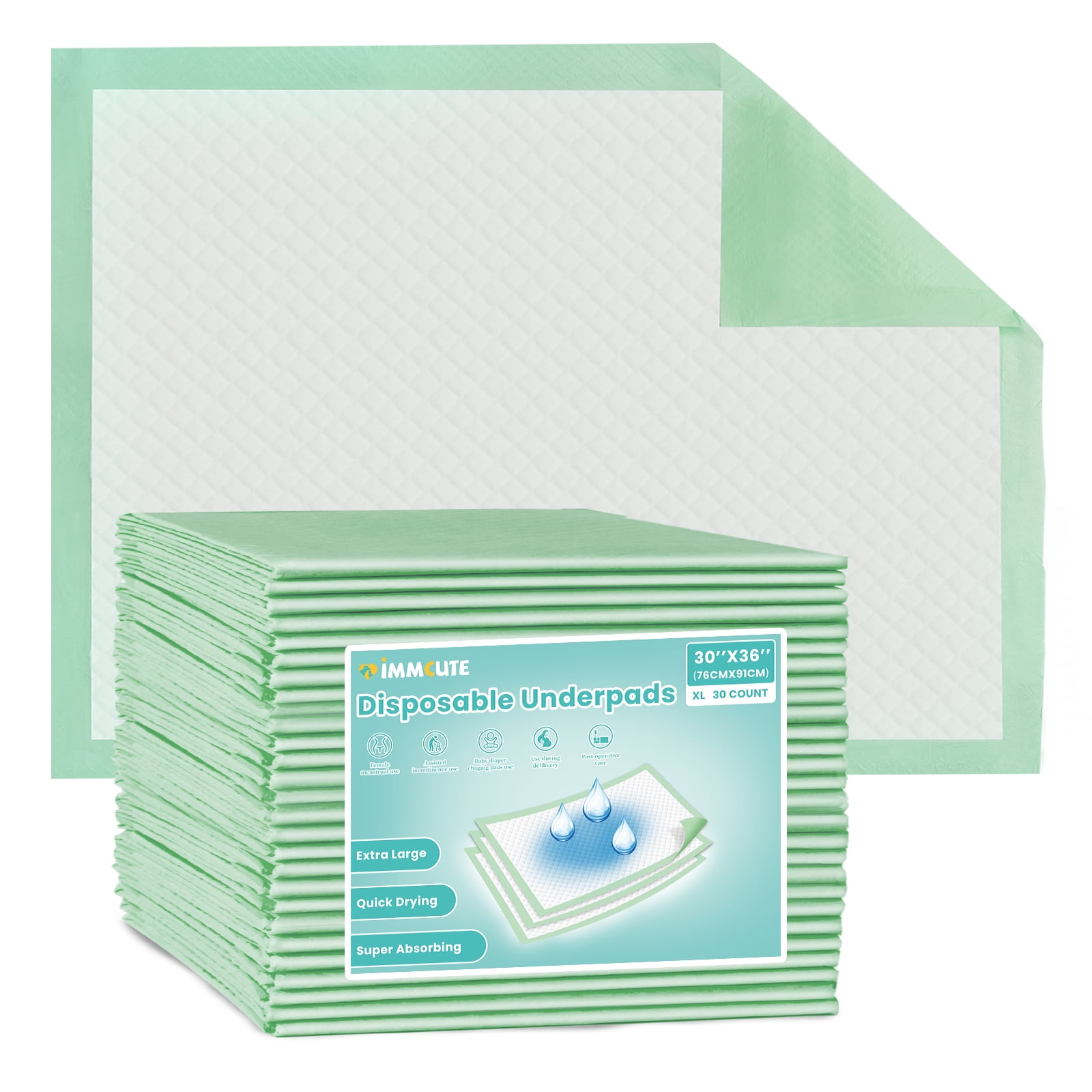 Disposable Underpads 32” x 36” Heavy Absorbency Fluff 25 Pcs Waterproof  5-Layer Protection as Bed Pads and Pee Pads