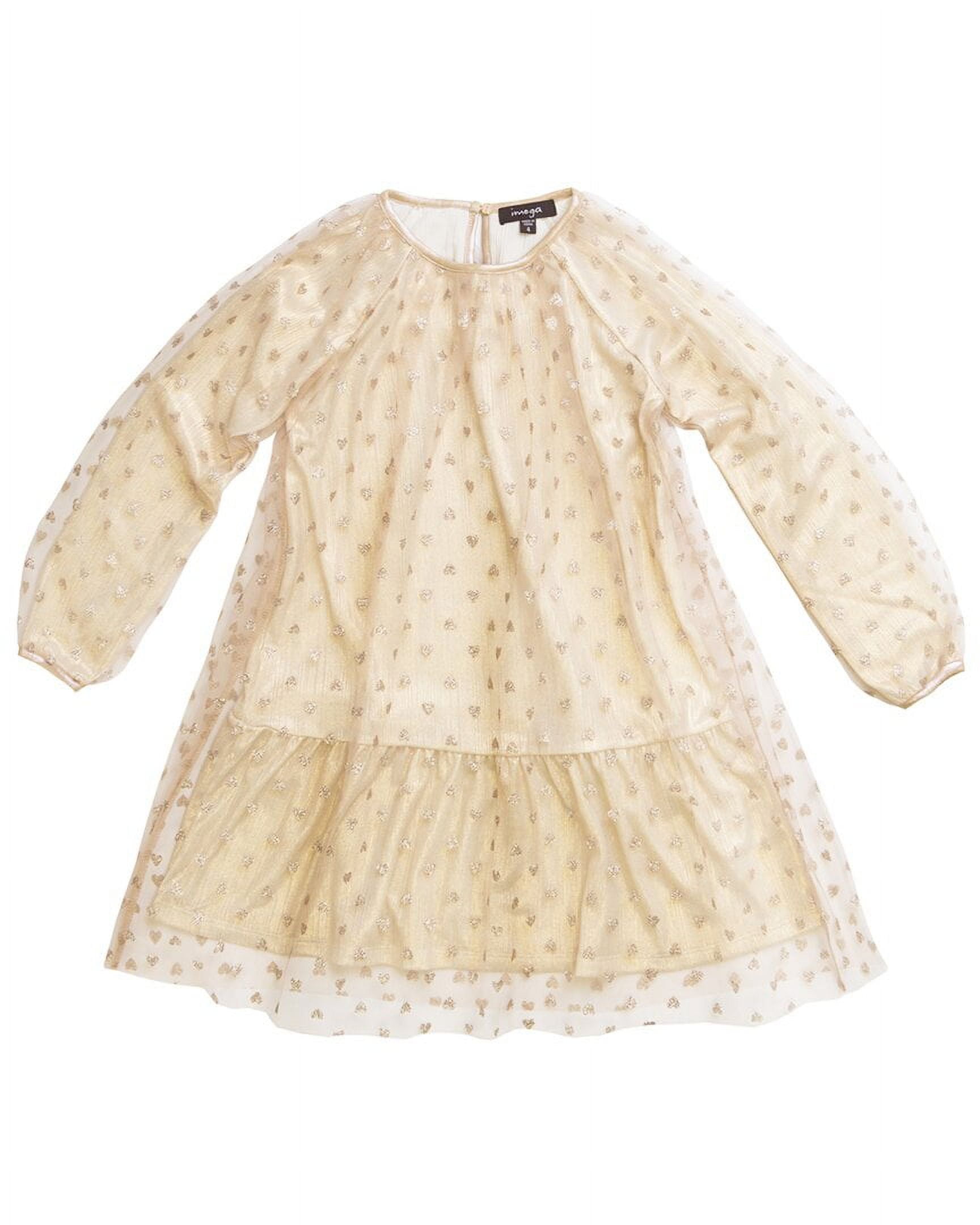 IMOGA girls Pleated Mesh Metallic Dress, 4, Gold Walmart