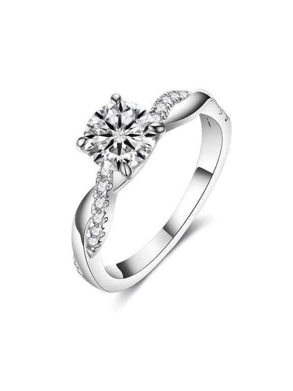 Moissanite Wedding Engagement Ring for Women Twisted Rope Wedding Rings for Women Moissanite Rings for Women 1CT D Color VVS1 Clarity Promise Ring for Her with 18K Gold plated Size 5.5