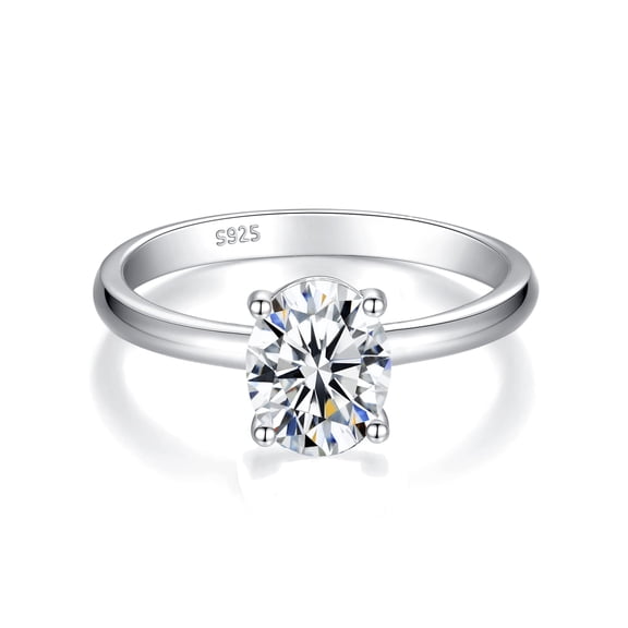 IMOLOVE Oval Solitaire Moissanite Engagement Ring, 1.5CT D Color VVS1 Clarity, 925 Sterling Silver with 18K White Gold Plated, Promise Ring for Women, Size 10.5