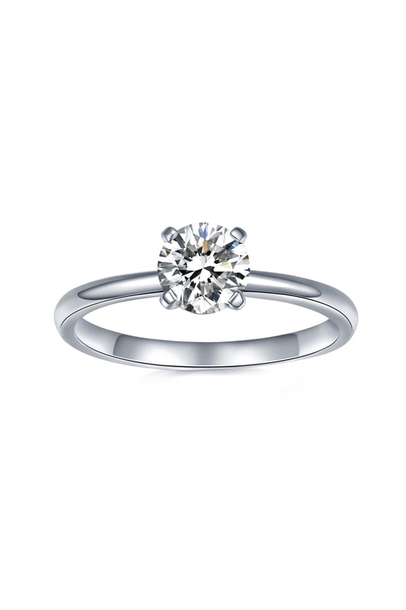 Solitaire Moissanite Engagement Ring, 1CT D Color VVS1 Clarity, 925 Sterling Silver with 18K White Gold Plated, Ideal Gift for Women Size 5.5