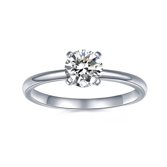 IMOLOVE Solitaire Moissanite Engagement Ring, 1CT D Color VVS1 Clarity, 925 Sterling Silver with 18K White Gold Plated, Ideal Gift for Women Size 5