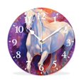 IMPCOKRU 12 inch Round White Wall Clock,Oil Painting Horse Animal