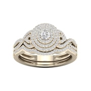 IMPERIAL 1/2ct Diamond Triple Halo Engagement Wedding Ring Set, 10K Yellow Gold