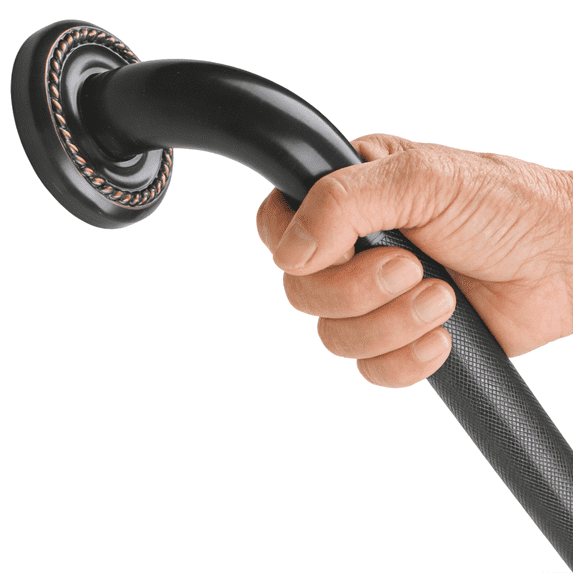 IMPEU 12-inch Textured Grab Bar for Bathtub and Shower, Oil Rubbed Bronze finish, 1.25-Inch Diameter, Bathroom Saftey Hand Rail, Wall-mounted
