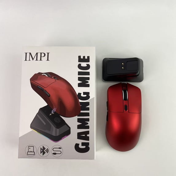 IMPI Gaming mice - 6 Adjustable DPI up to 12800, 6 Buttons, 12 Lighting Modes, Ergonomic Design with Anti-Slip Rubber Wheel - Red
