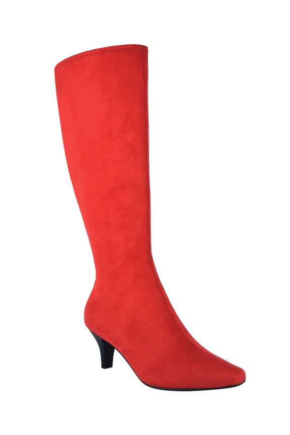Womens Red Non-Skid Cushioned Namora Square Toe Kitten Heel Zip-Up Heeled Boots 6 M