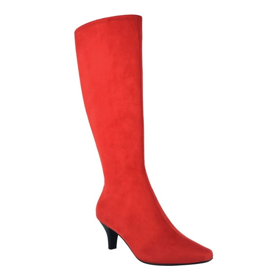 IMPO Womens Red Non-Skid Cushioned Namora Square Toe Kitten Heel Zip-Up Heeled Boots 6 M