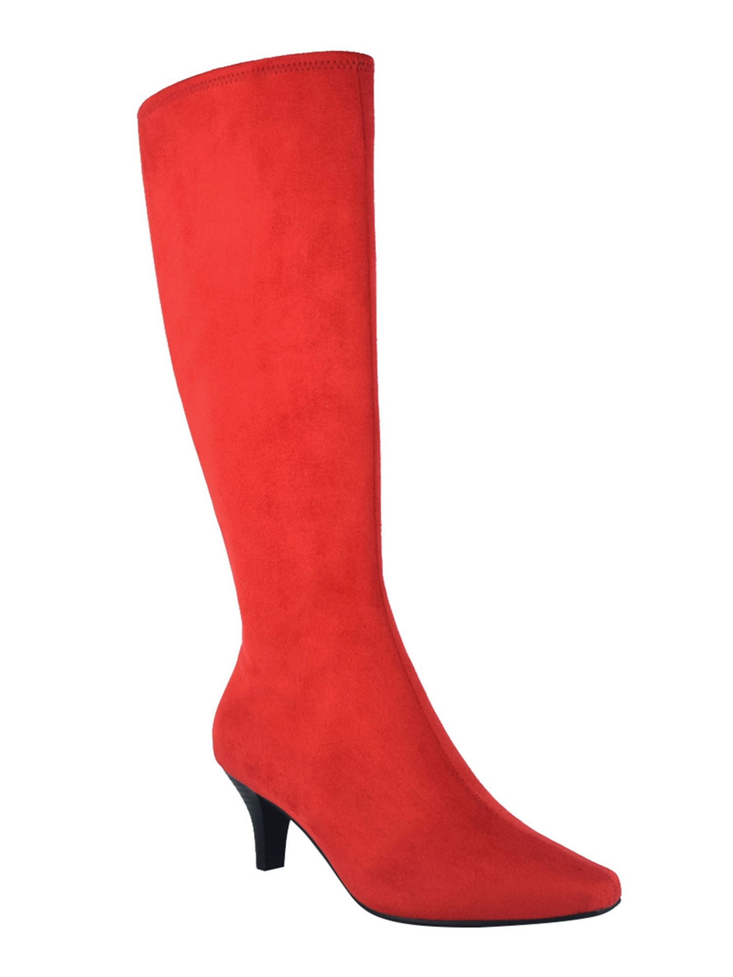 IMPO Womens Black Wide Calf Namora Square Toe Kitten Heel Zip Up Heeled Boots 8.5 W WC Walmart