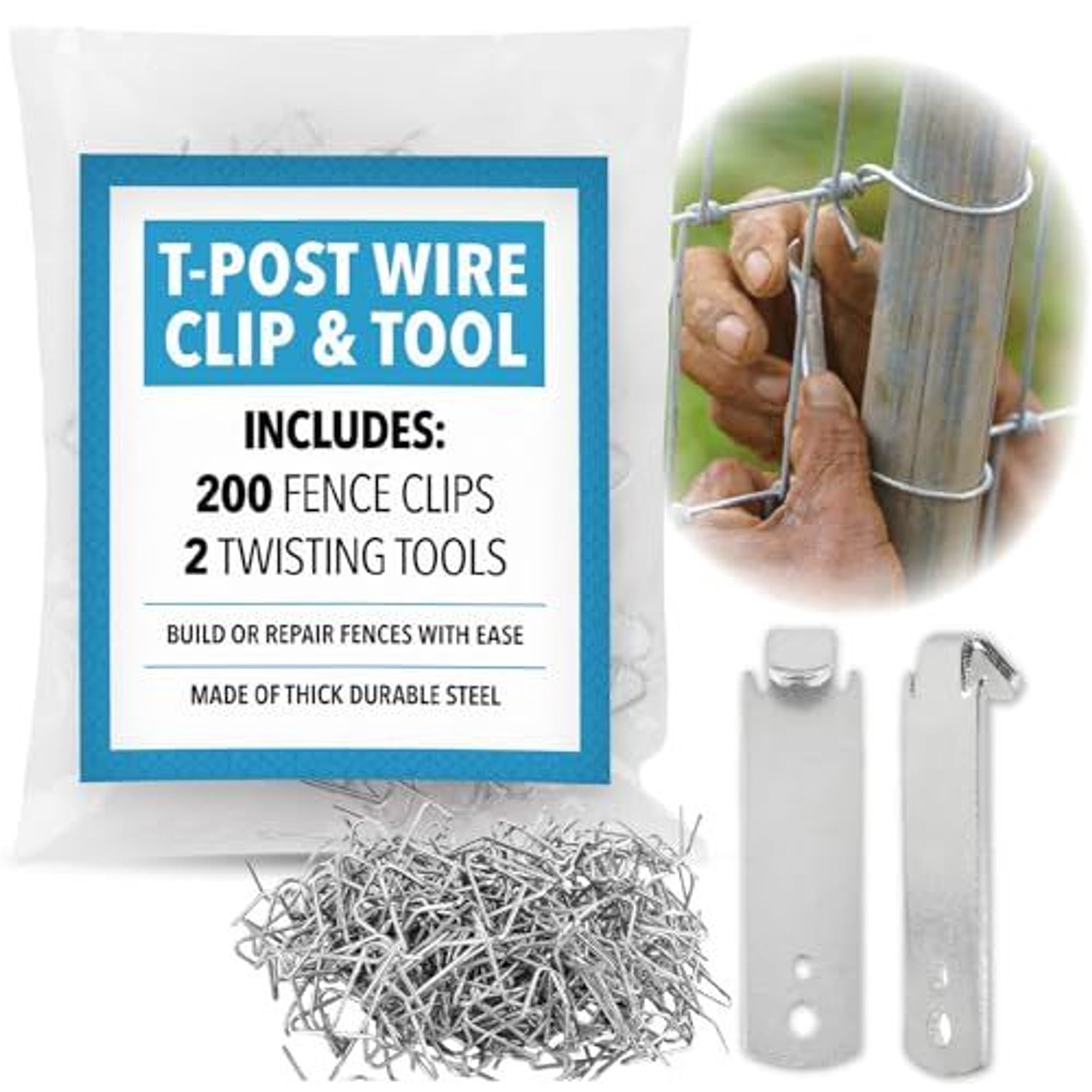 2-Pack T-Post Clip Tool - Metal Fence Wire Twister For Securing Barbed Wire & Fencing