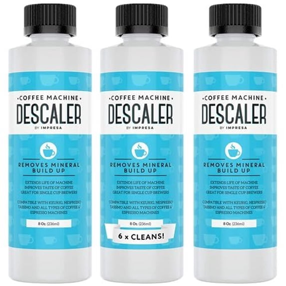 IMPRESA 3 Pack / 6 Uses Coffee Machine Descaler for Keurig and Virtually All Single Use Coffee and Espresso Machines