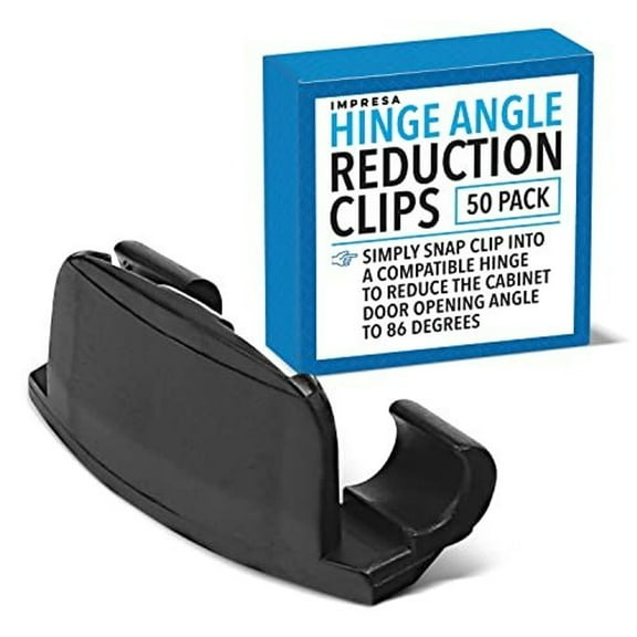 Impresa Kitchen Cabinet Hinge Restrictor Clips - Wall Protection & Cabinet Door Stop - Angle Restriction & Soft Close Damper - Compatible with Blum 70T3553 & IKEA Utrusta 110 Hinges - 50-Pack Black