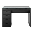 thumbnail image 1 of Impressions Vanity SlayStation Kendall Vanity Table with Drawers and Clear Glass Top (Black), 1 of 6