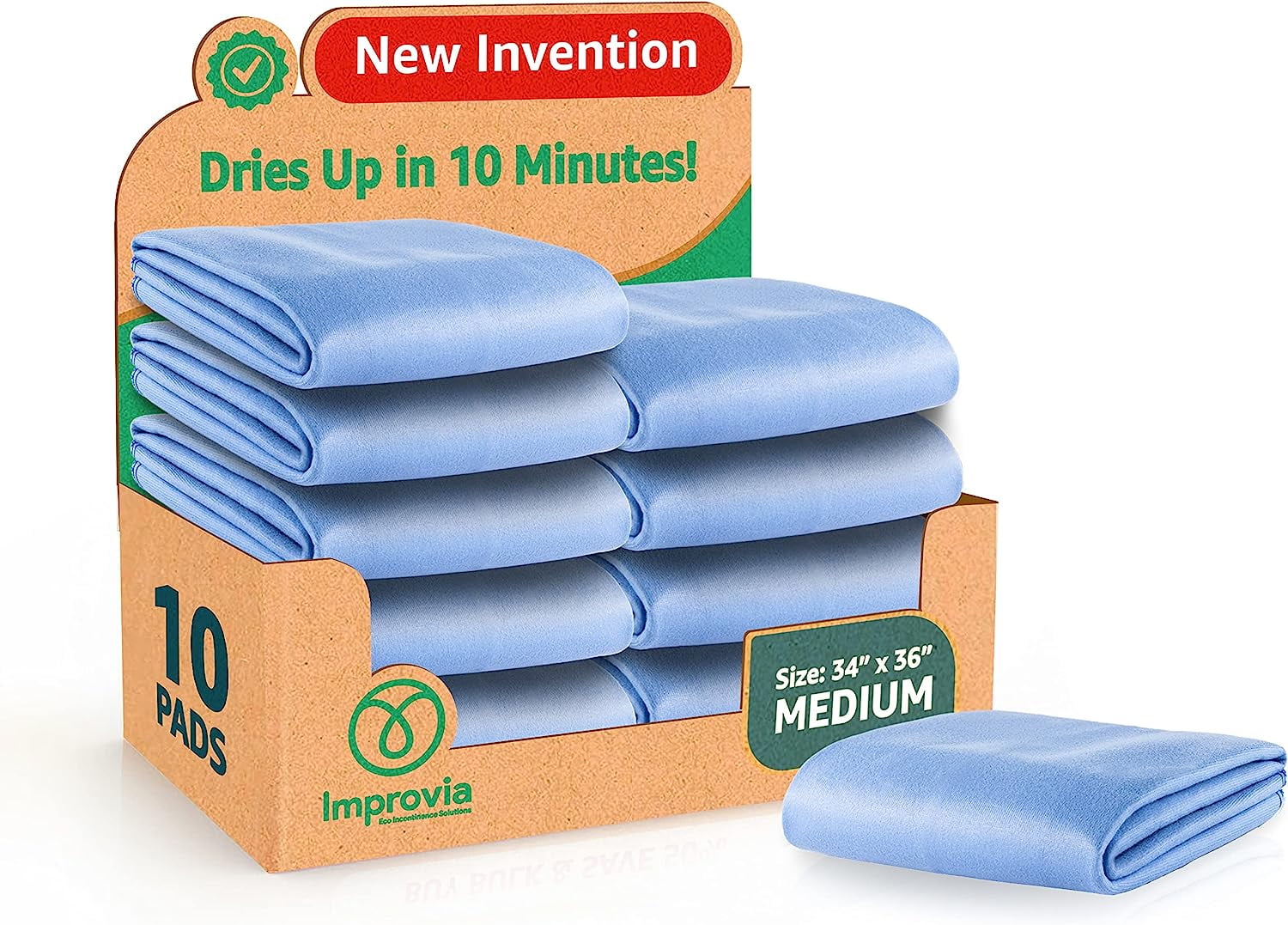 IMPROVIA Reusable Bed Pads for Incontinence in Adults, Kids, Elderly, 34 x  36, 4 Pack 