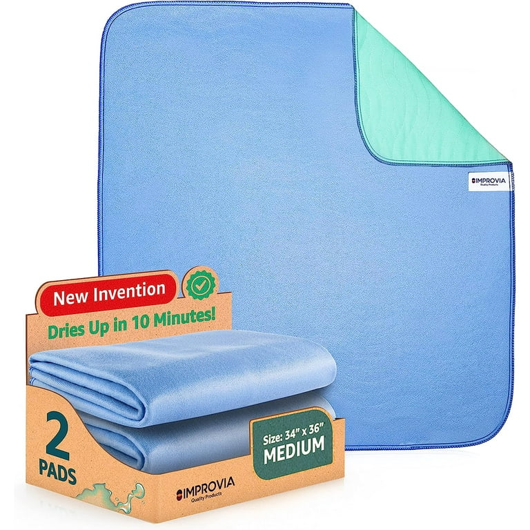 IMPROVIA Reusable Bed Pads for Incontinence in Adults, Kids, Elderly, 34 x  36, 2 Pack