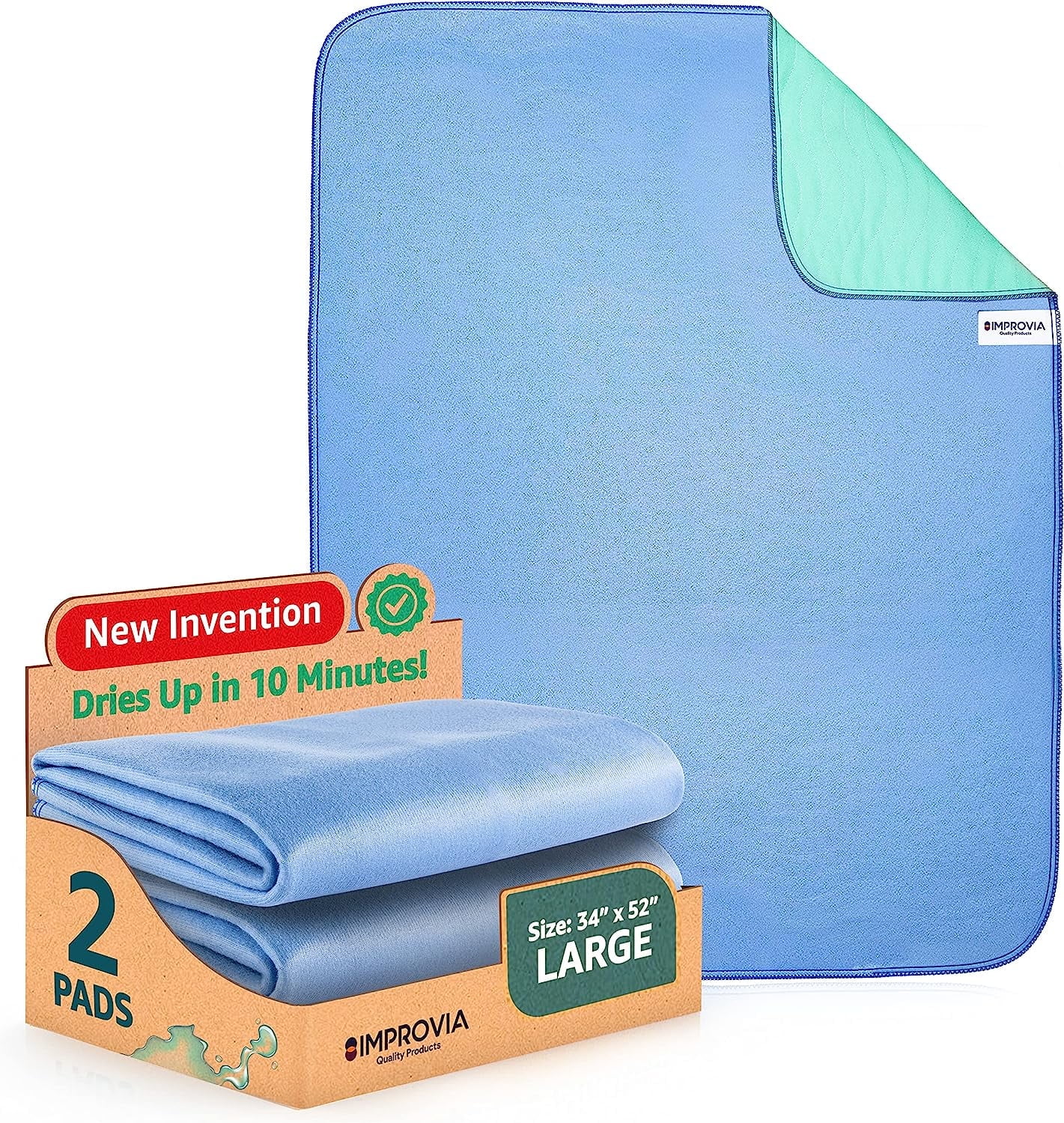 IMPROVIA Reusable Bed Pads for Incontinence in Adults, Kids, Elderly