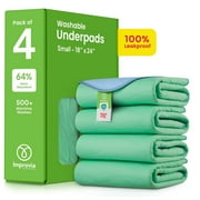 IMPROVIA Washable Bed Pads Heavy Absorbency Reusable Incontinence Pads, 18" x 24” 4-Pack