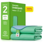 IMPROVIA Washable Bed Pads Heavy Absorbency Reusable Incontinence Pads, 34" x 36” 2-Pack