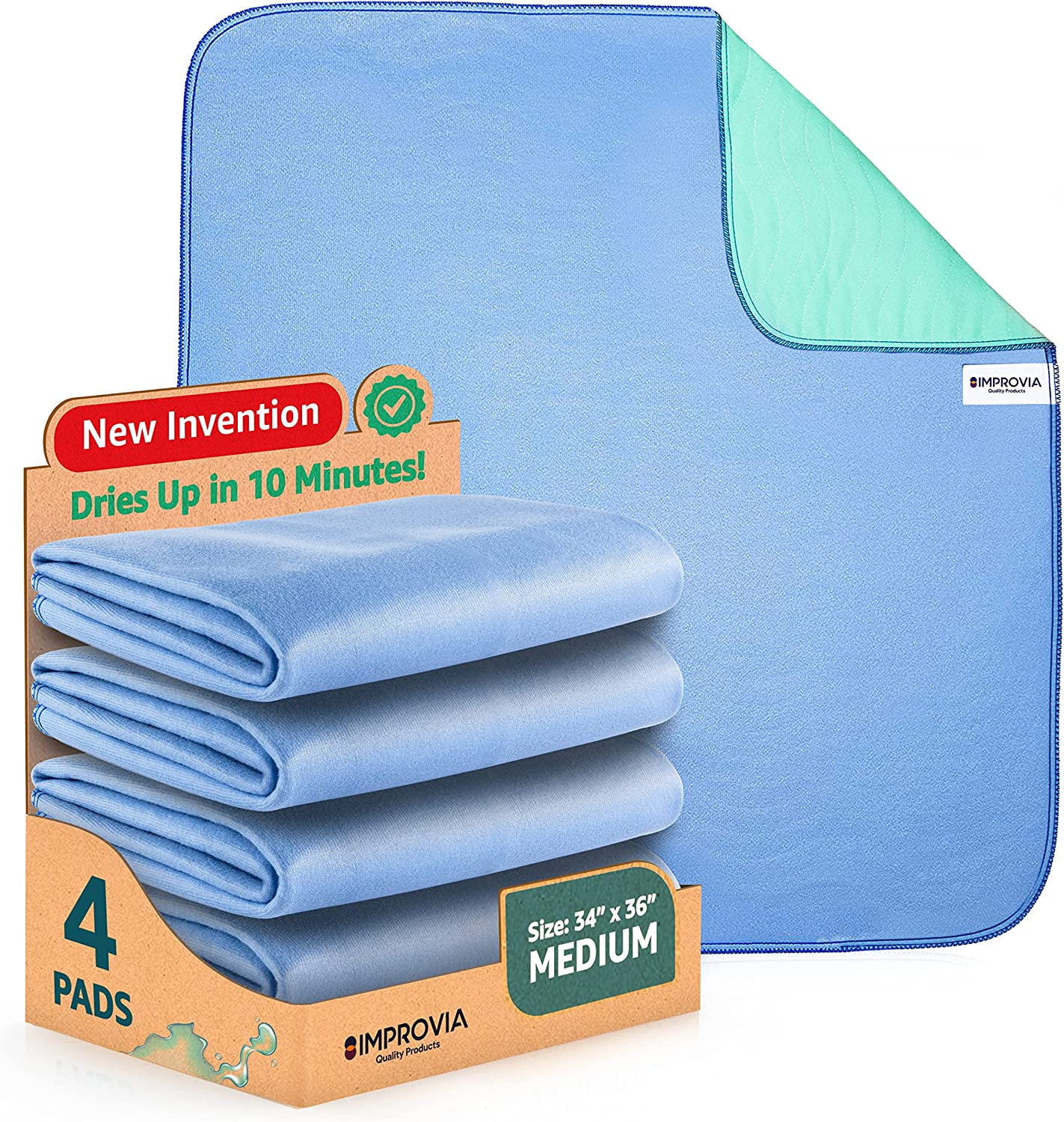 IMPROVIA Reusable Bed Pads for Incontinence in Adults, Kids, Elderly, 18 x  24, 3 Pack