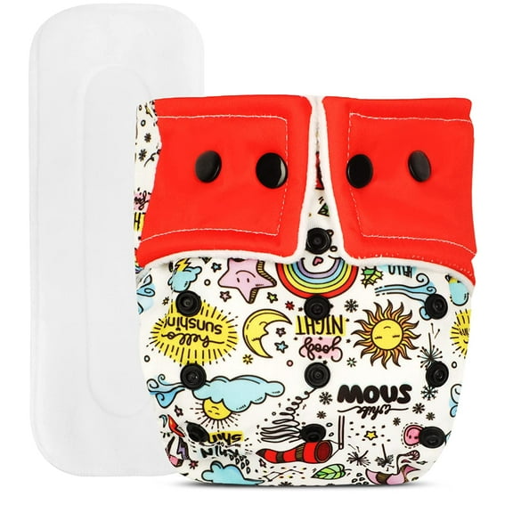 IMPROVUS Free Size Washable & Reusable Cloth Diaper With 1 Dry Feel Absorbent Soaker Pad (3Months- 3Years) (Red)