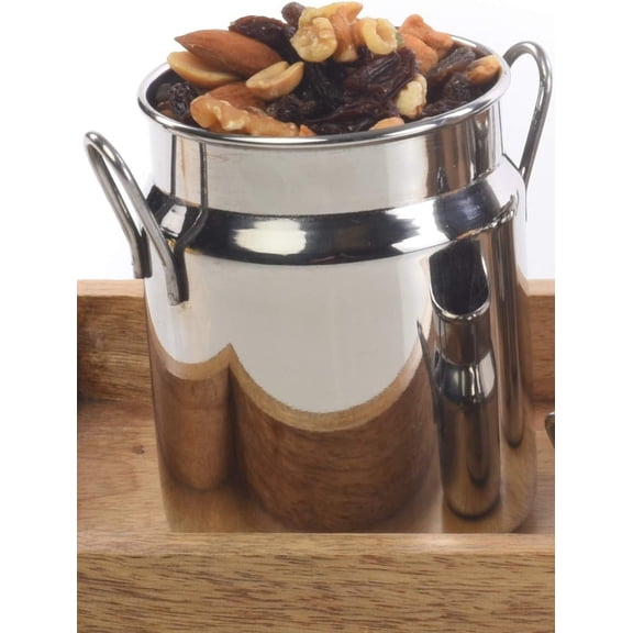 IMPULSE! Heidi Large Mini Stainless Steel Milk Pail, Snack Jar Set of 4 - Perfect for Milk, Cream, Sauces, Condiments, Nuts, Olives, Pickles, Dips, and More! Bundle includes 4 Containers.