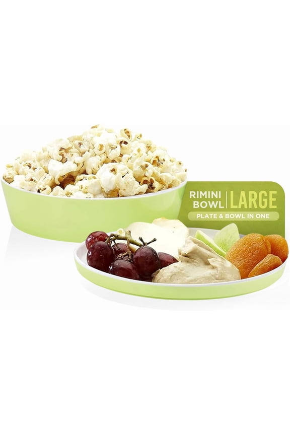 Rimini Large Lime Green Melamine Bowl – Bright & Stylish with Lid That Doubles as Plate | Great for Salads, Sides, Snacks, Dips & More | Perfect for Outdoor, Home & Commercial Use