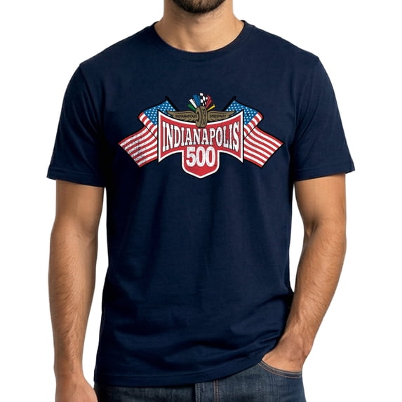 Icon Sports Officially Licensed Indianapolis 500 Cotton T-Shirt – Unisex Adult - IMS778CT Navy S