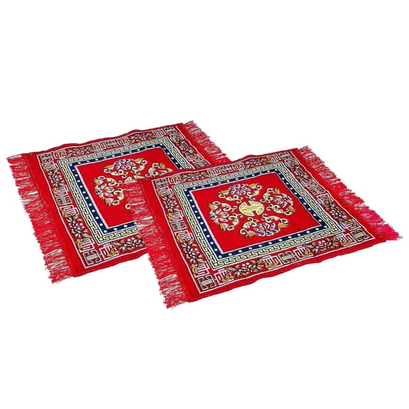 IMTRA FASHION Pack of 2 Velvet Pooja Aasan for Sitting 24 X24 Handmade Indian Prayer Mat Velvet Area Rugs for Puja Room Temple Decorations Puja Cloth Rug