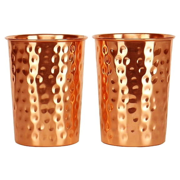 IMTRA FASHION Pure Copper Glass for Water Handmade Hammered Tumblers Pack of 2 Health Benefits Durable Glass 350 ml