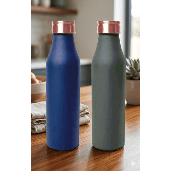 IMTRA FASHION Pure Copper Water Bottle 32 OZ/950 M Leak Proof Pack of 2 Drink Flask Copper Vessel Bottle for Sports, Travel & Daily Use