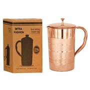 IMTRA FASHION Pure Copper Water Jug With Lid 1500 ML/50.7 Fl Oz Pitcher Silver Touch Water Jug for Drinking