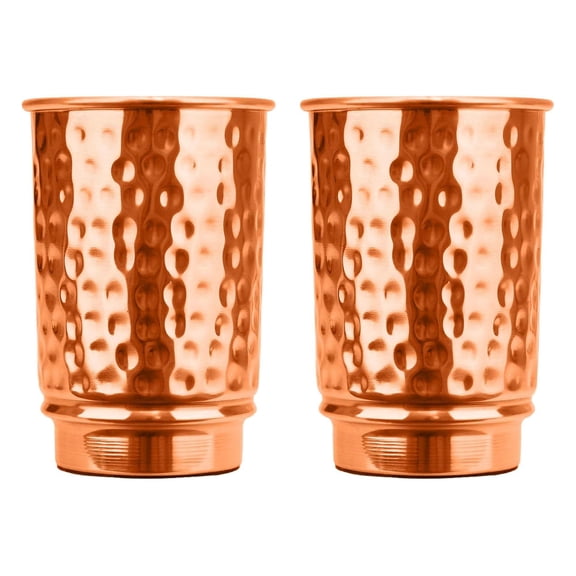 IMTRA FASHION Set of 2 Hammered Pure Copper Glass Tumbler Set for Daily Use