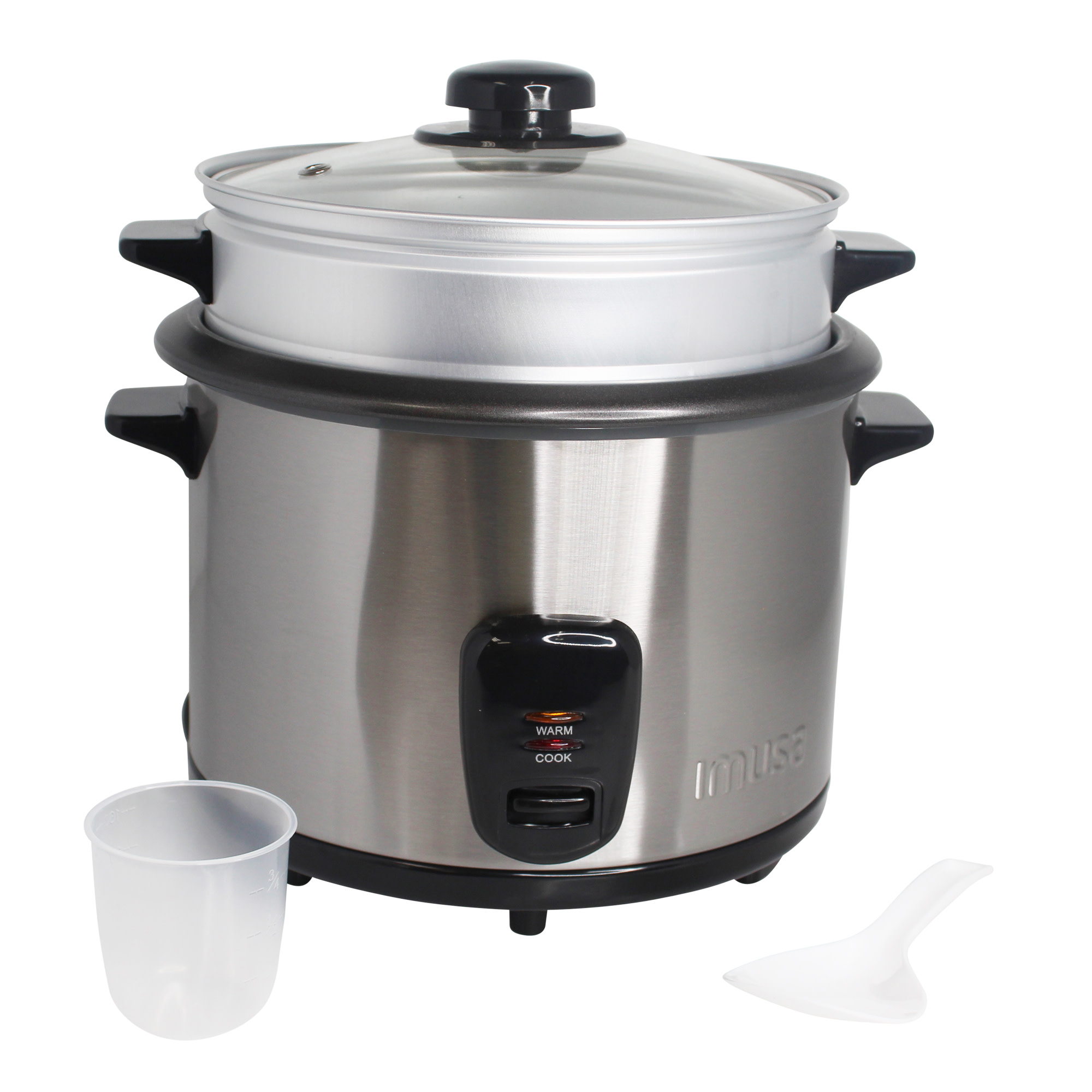 BRENTWOOD TS-20 10-Cup Stainless Steel Rice Cooker | 700W With Measuring Cup | 1-Year Warranty