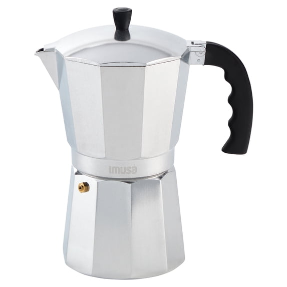 IMUSA 12-Cup Stovetop Espresso Maker, Cast Aluminum Coffee Maker, Cuban Coffee Brewer, Moka Pot Style, Portable Coffee Maker for Home, Camping, or Travel