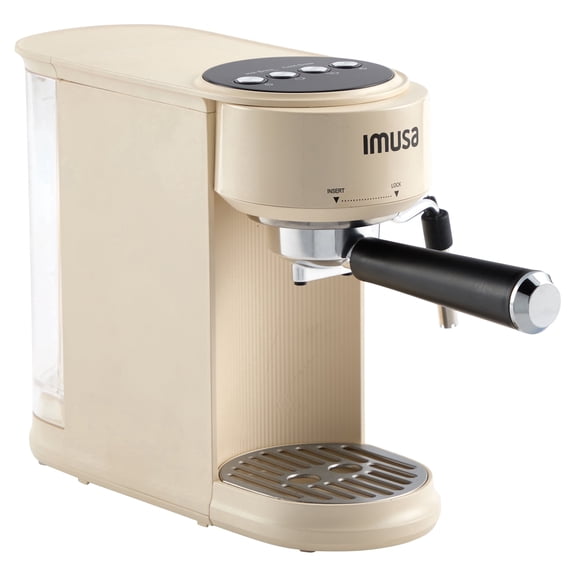 IMUSA 20 Bar Espresso Machine with Milk Frother, Compact 1-2 Cup Espresso & Cappuccino Maker, Thermoblock Fast Heating Coffee Machine, Hot & Iced Latte, Macchiato & Mocha Maker, Matte Almond