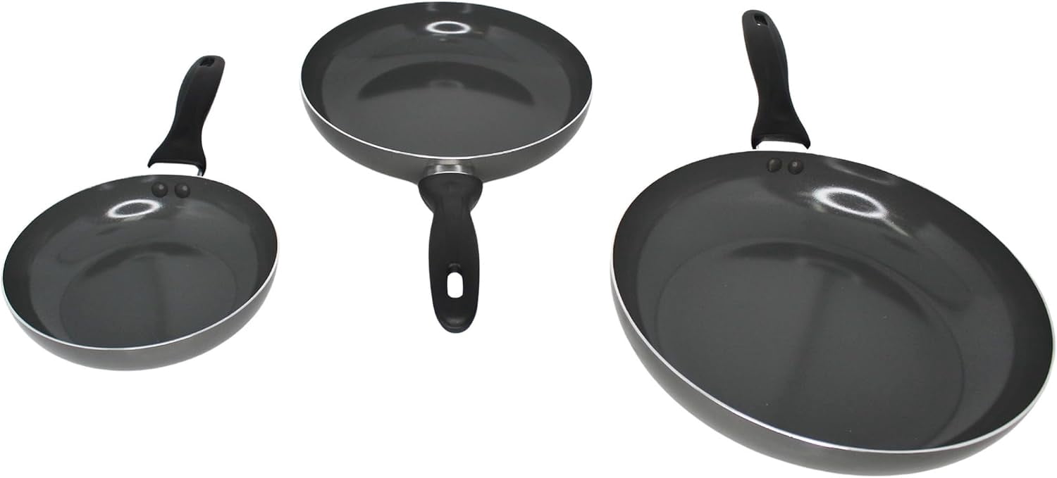 IMUSA 3 Piece 7, 9 & 11 Inch Chef Cera Aluminum Gray Ceramic Fry Pan ...