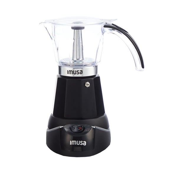 IMUSA 6 or 3 Cup Electric Espresso Maker with Cool-touch Handle, Black