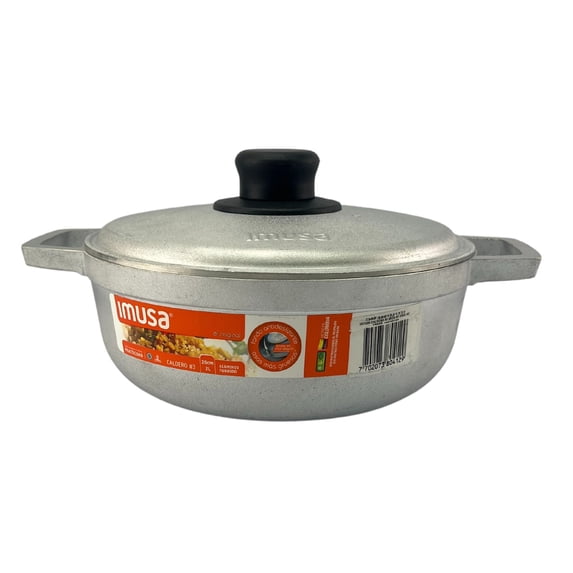 IMUSA Durable 20cm Nonstick Cast Aluminum Caldero with Double Side Handles, Hand Wash, Silver