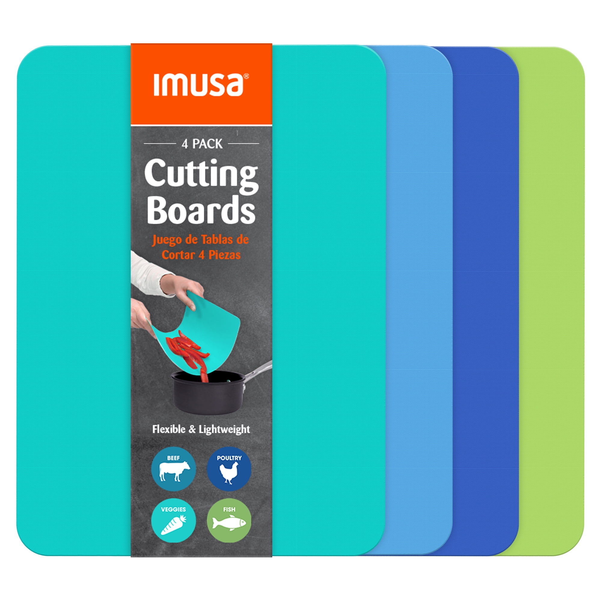 IMUSA Flexible Cutting Mats, 4-Pack, 11.5 in x 15 in, Plastic Color ...