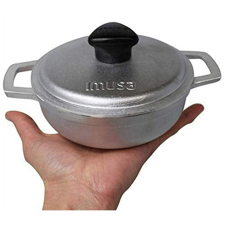 IMUSA USA 0.7Qt Traditional Colombian Mini Caldero (Dutch Oven) for Cooking  and Serving, 0.7 Quart, Silver 